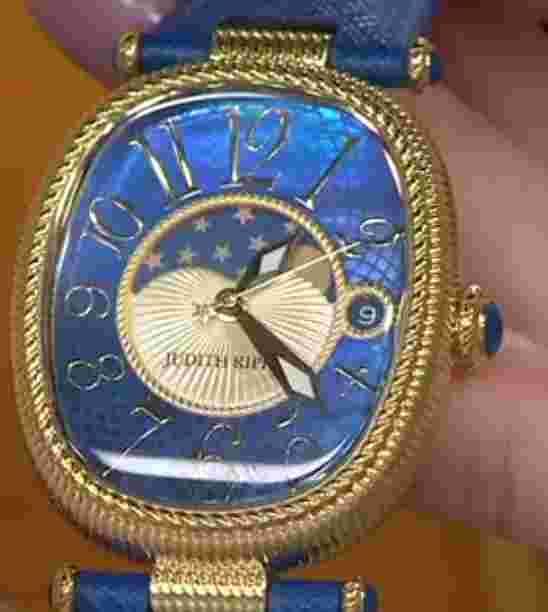 Judith Ripka Stainless Steel Leather Strap Moon Phase Watch - With Tags