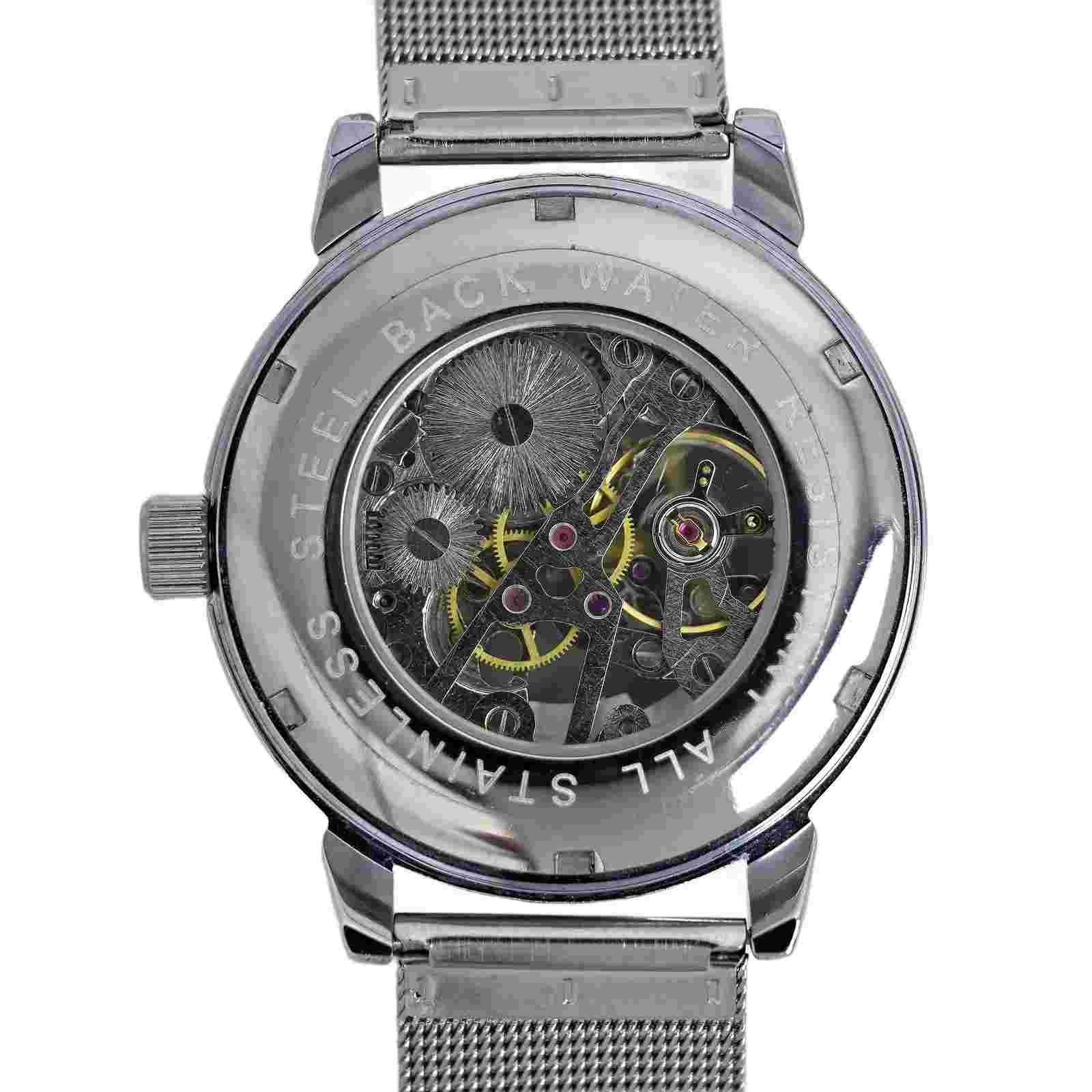 MG Orkina Men's Automatic Skeleton Mechanical Wrist Watch Stainless Steel