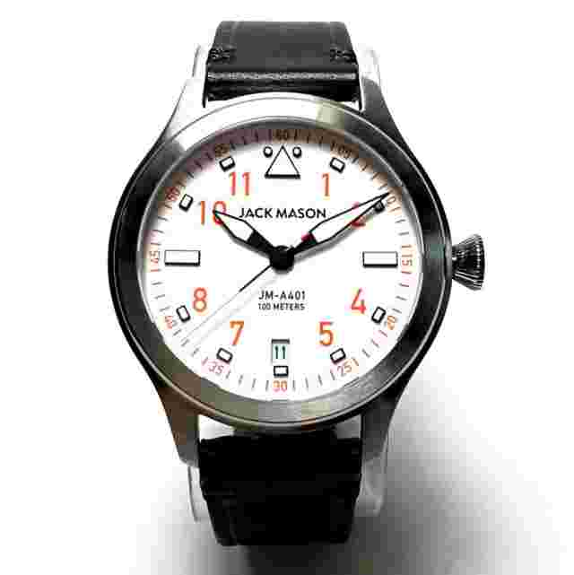 JACK MASON Watch Aviation JM-A401-005 Leather Rescue Orange Collection