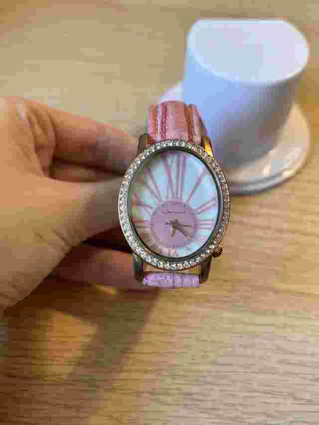 Women's jeanneret oval watch pink leather strap