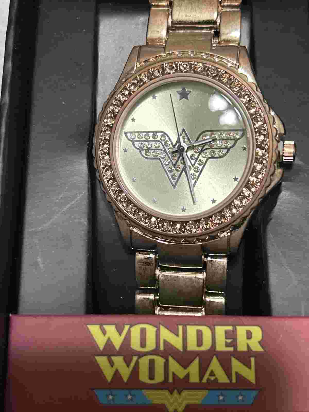Wonder Woman Logo Rhinestone Accented Rose Gold Watch  by Accutime