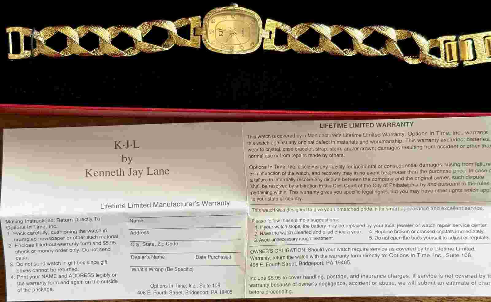 KJL Kenneth Jay Lane Goldtone Bracelet Watch