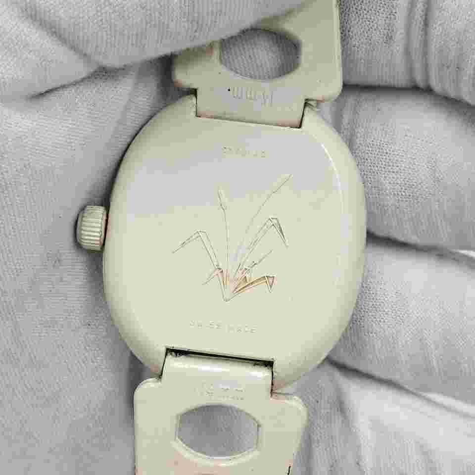Vintage Chalet Wrist Watch Women 35mm White Dial Shock Resist Manual Wind