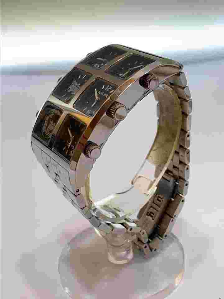 Ice Link Generation 4 Time Zone Quartz Black Stainless Steel Watch JAPAN