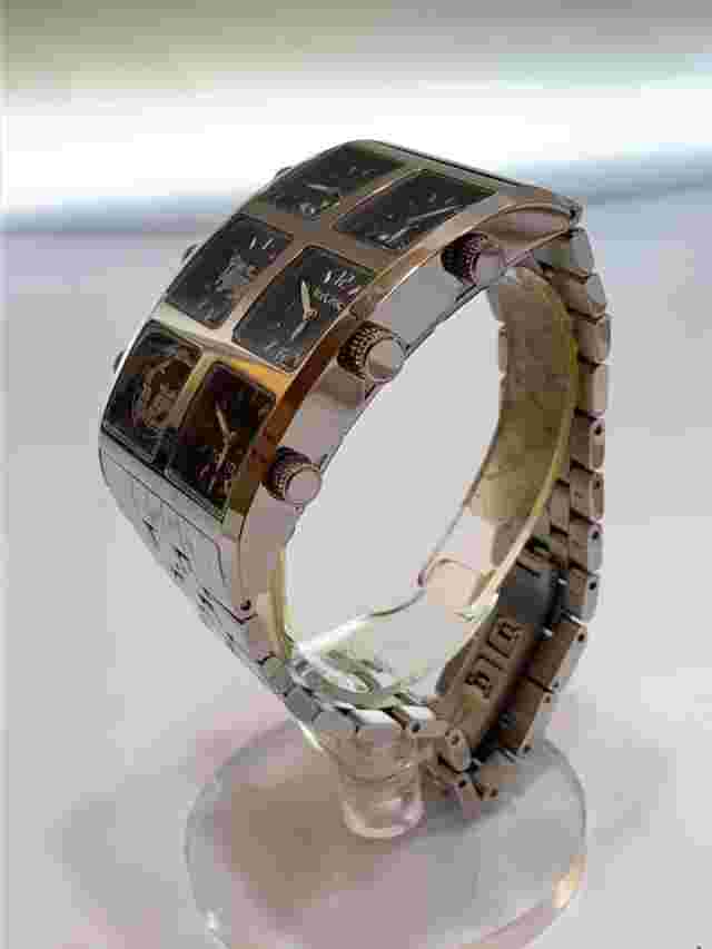 Ice Link Generation 4 Time Zone Quartz Black Stainless Steel Watch JAPAN