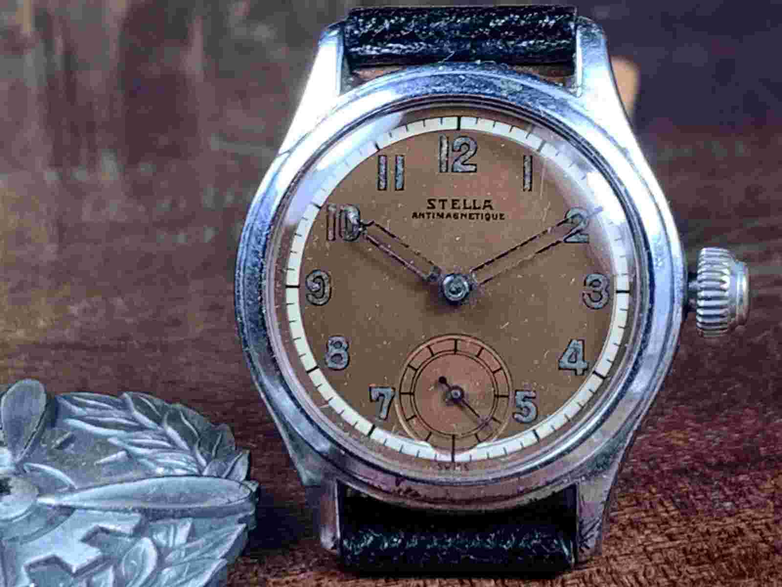 WW2 STERLING SILVER STELLA B26 MARAUDER TAIL GUNNER’S WATCH & MEDAL Keeps Time🔥