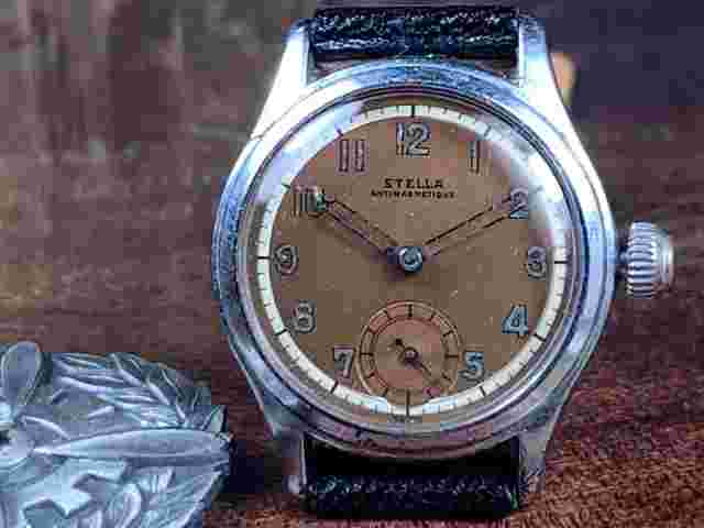 WW2 STERLING SILVER STELLA B26 MARAUDER TAIL GUNNER’S WATCH & MEDAL Keeps Time🔥