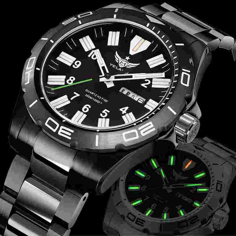 Yelang Men Quartz Watch Luminous Rotated Case Sapphire WR300M Military watch