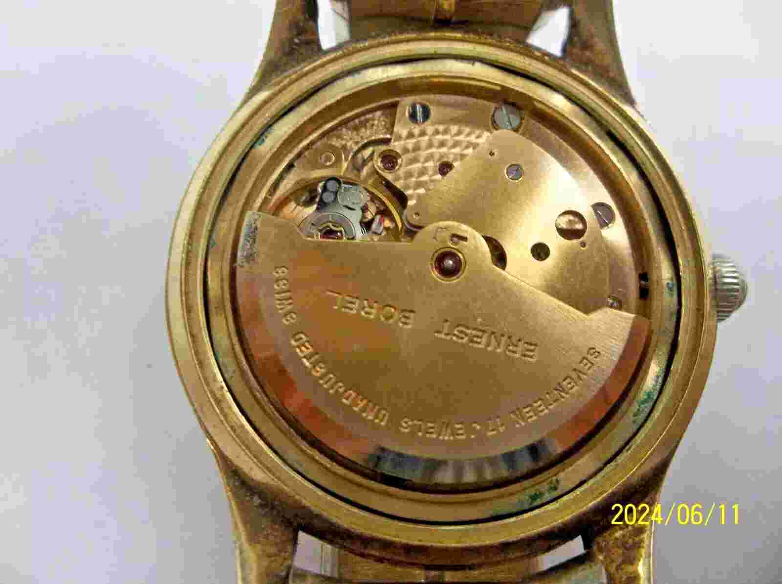RARE Vintage Ernest Borel 18K GOLD Watch Automatic ,17 jewel  35mm RUNS GREAT