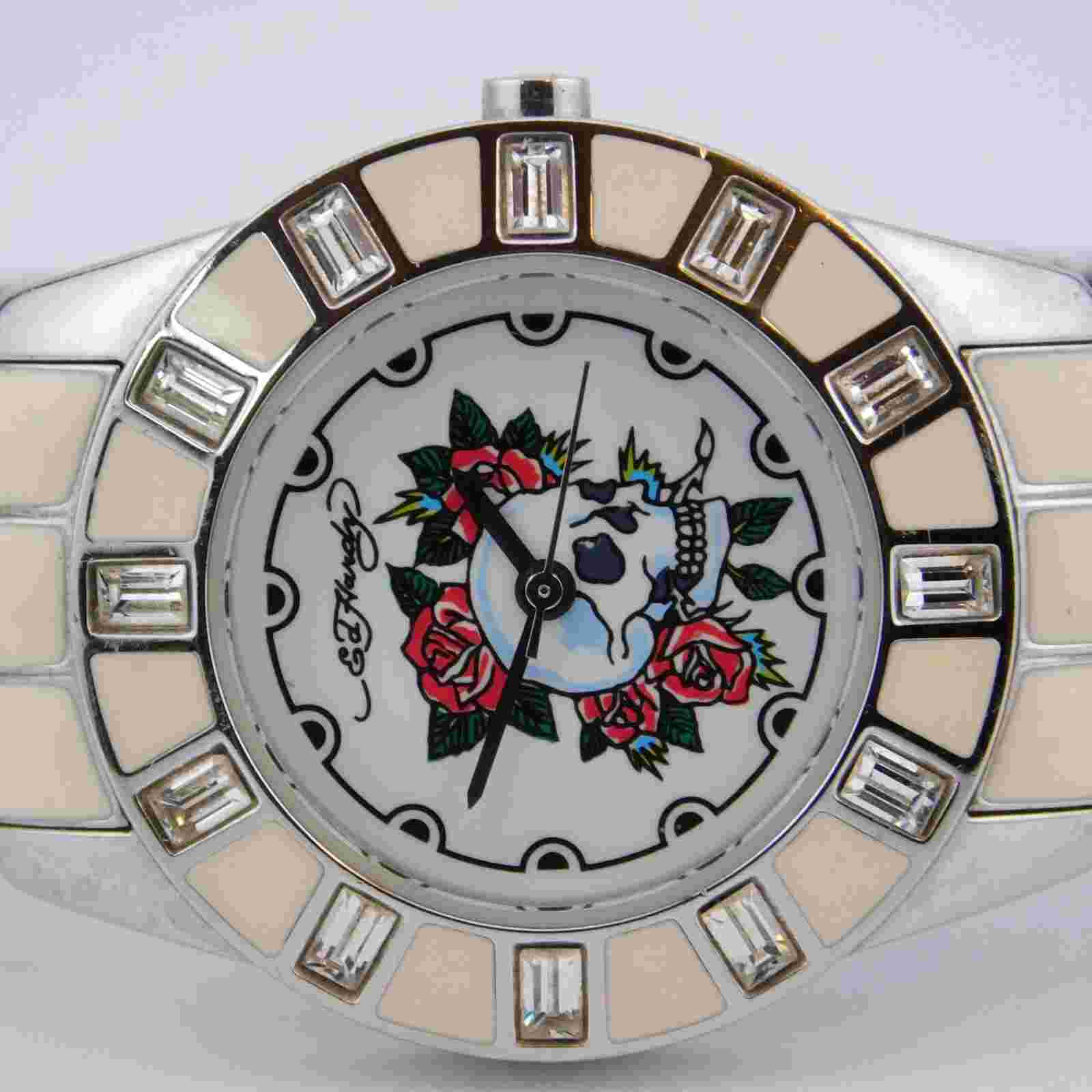 Ed Hardy CH-WS1227 All St. Steel Quartz Women's Watch Sz. 5 3/4" New Battery