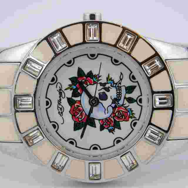 Ed Hardy CH-WS1227 All St. Steel Quartz Women's Watch Sz. 5 3/4" New Battery