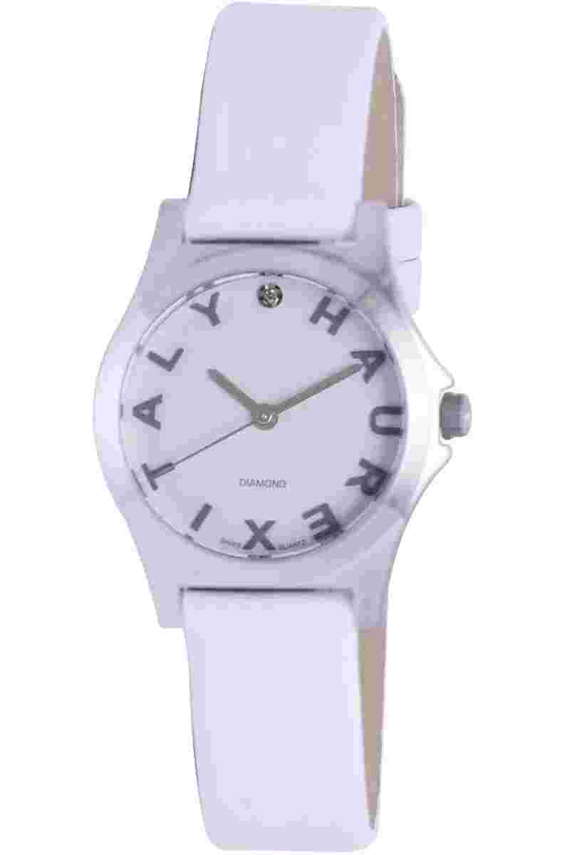 Haurex Italy Women's 6A505DSW City Crystals White Leather Wristwatch