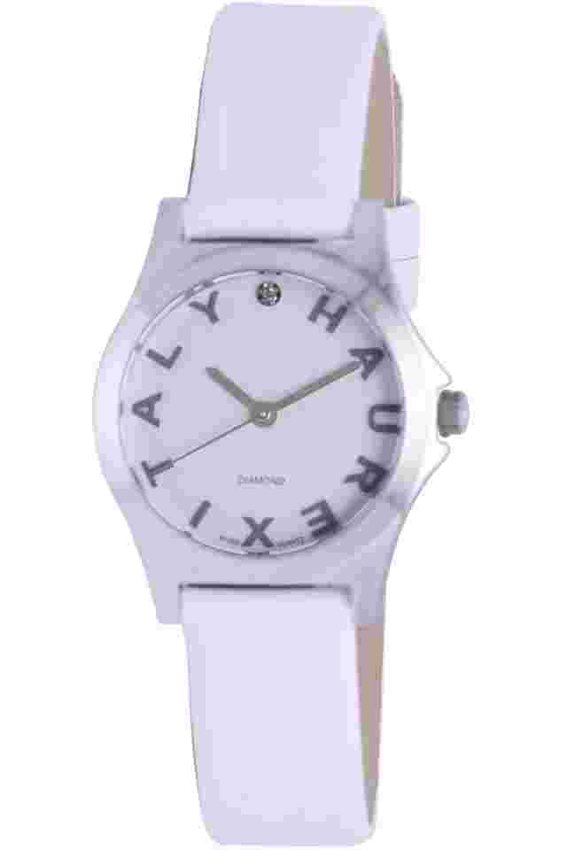 Haurex Italy Women's 6A505DSW City Crystals White Leather Wristwatch