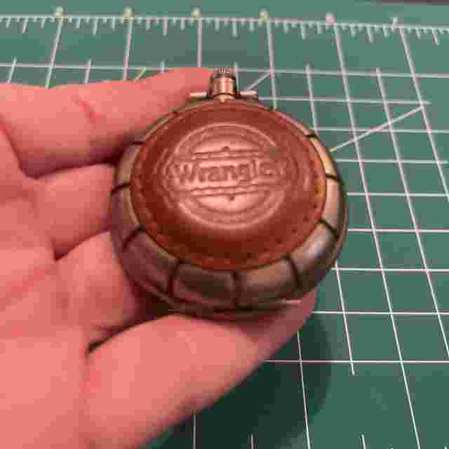 Wrangler Pocket Watch Quartz Unique Leather And Gunmetal Design Untested As Is