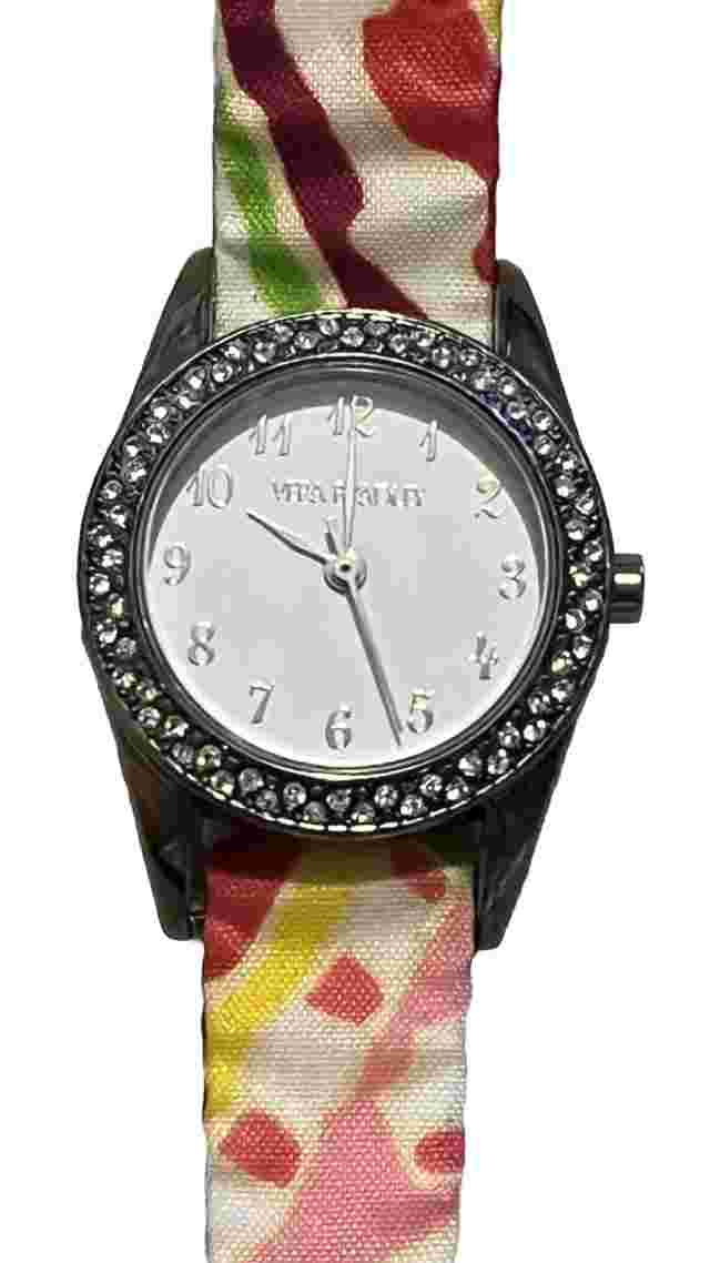 Vera Bradley Watch Rhinestone Bezel Multicolored Strap