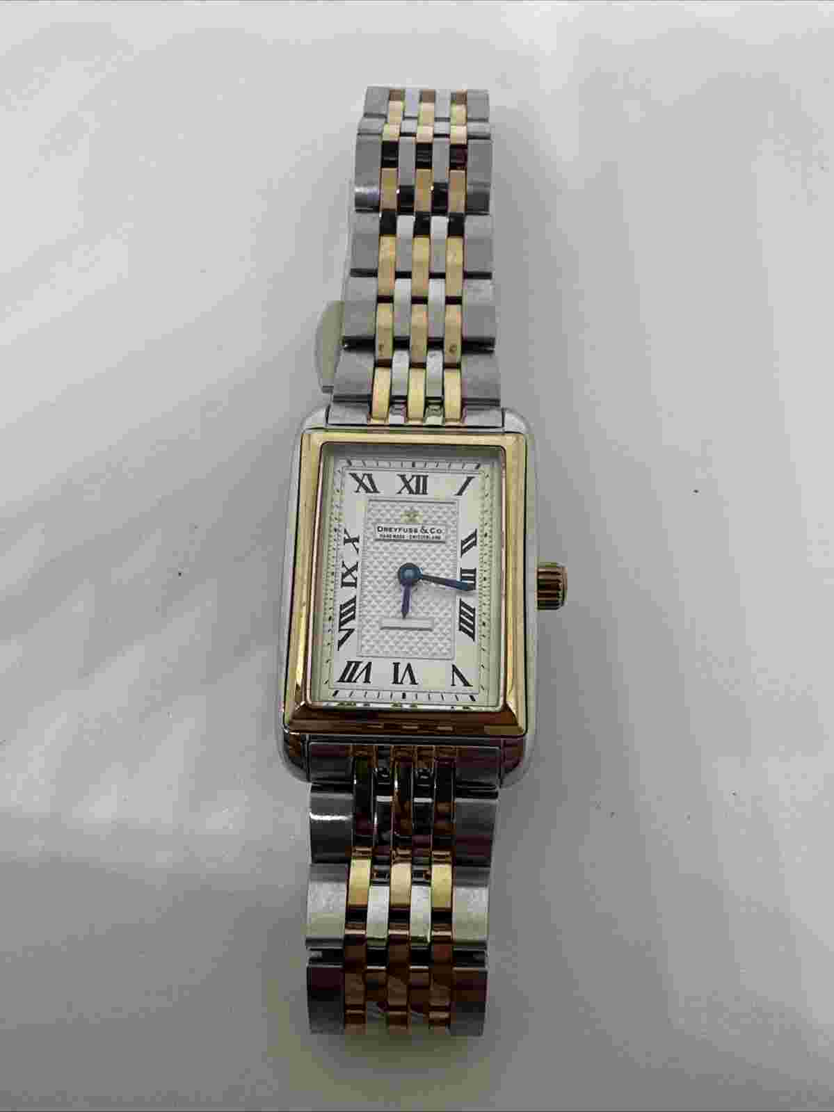 Dreyfuss And Co Women’s Classics Watch Silver And Gold Strap With Roman Numerals