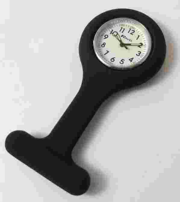 Ravel Black Silicone Nurses Fob Watch R1103.4 (infection Control)