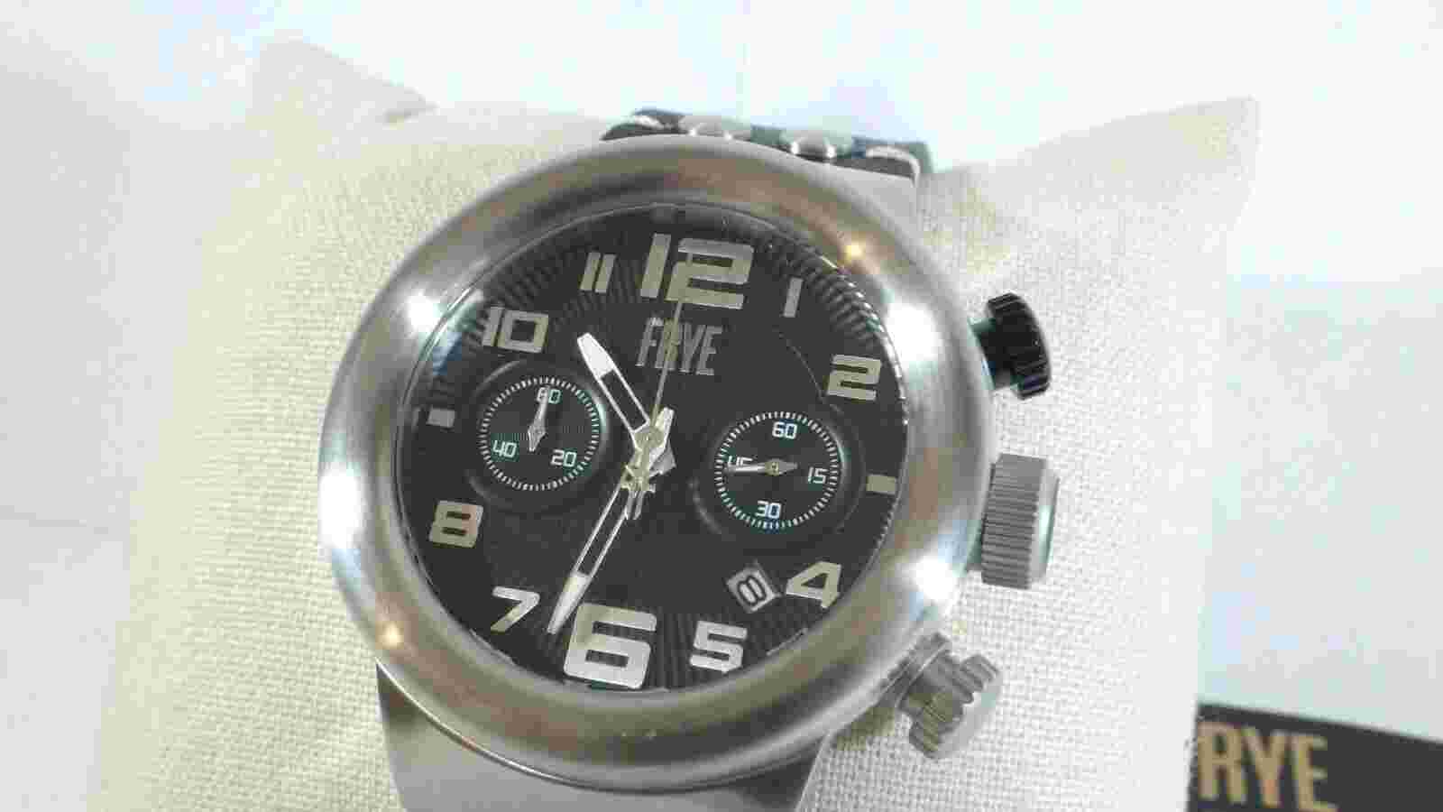 Frye 245689CST Chronograph Black Leather Strap Sapphire Crystal Men's Watch