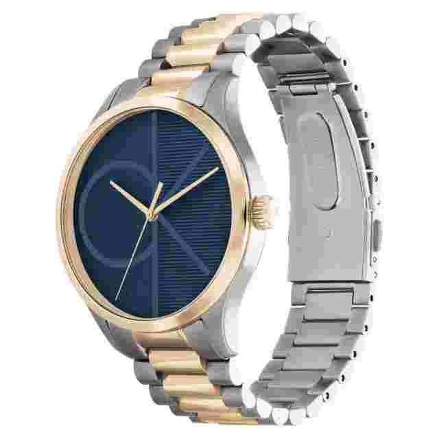 Mens Wristwatch CK CALVIN KLEIN ICONIC 25200165 Stainless Steel Blue Gold Rose