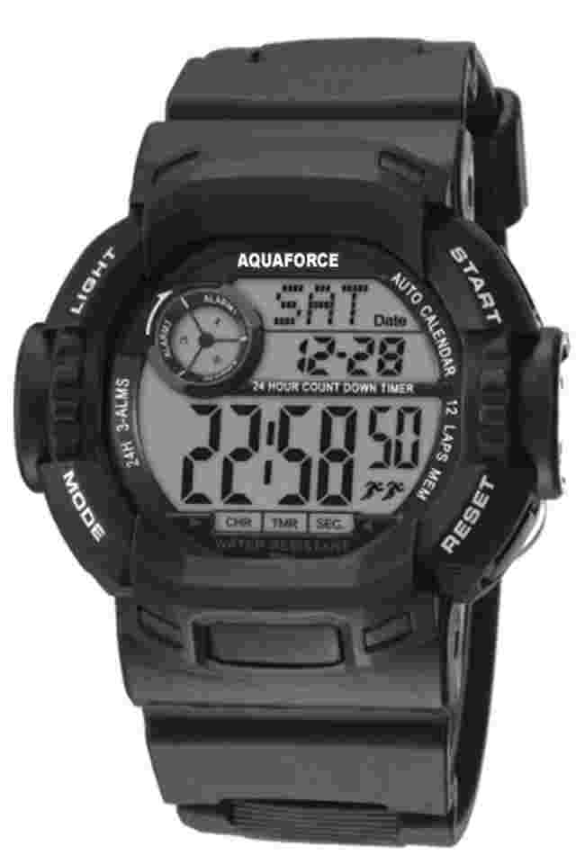 AQUAFORCE Multi Function Digital Watch with Flashlight 50M Water Resistant