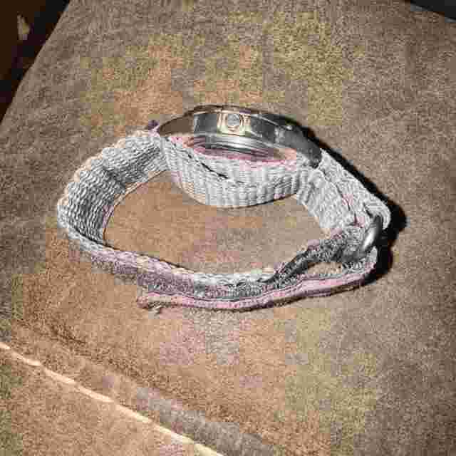 Coleman Watch Women Silver Tone 33mm Saw Blade Bezel Pink Gray Band New Battery