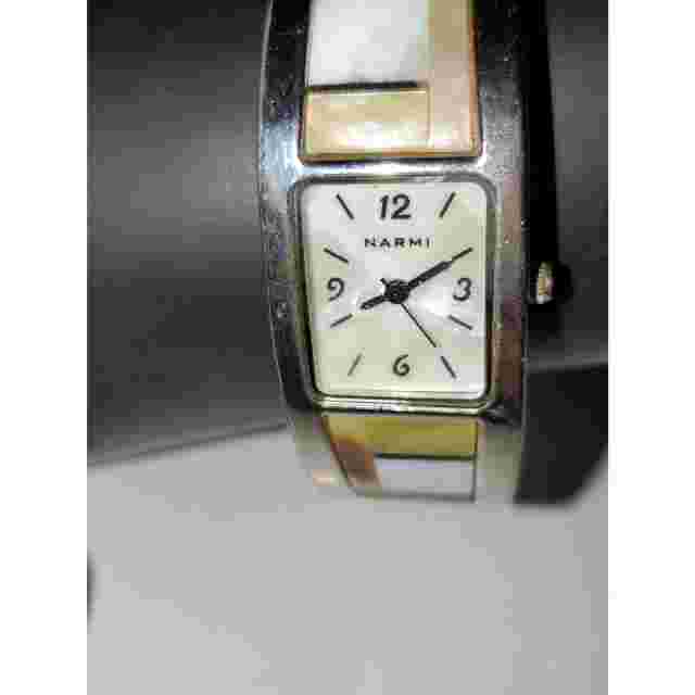 A Narmi Women's Clamper Bracelet Watch Mother of Pearl Inlay Jewelry