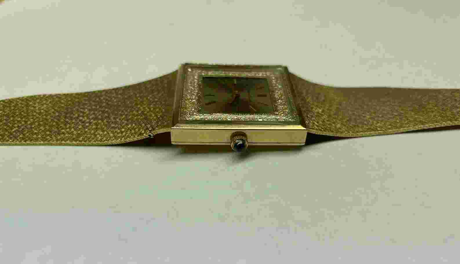 Lucien Piccard 14k Yellow Gold Ladies Diamond Watch .66 carats mechanical square