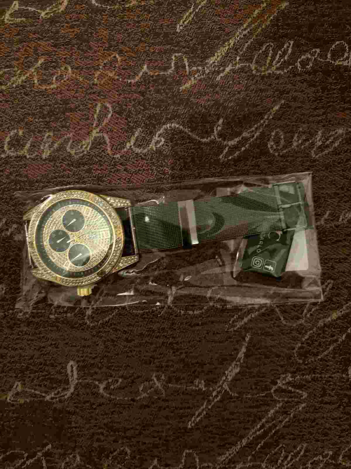 5430-Montres Carlo Mesh Band Watch - Gold/Gun