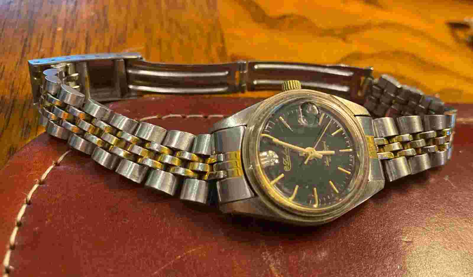 VTG Women's Two Tone Dufonte Lucien Picard Watch, Black Face, Date, 3ATM