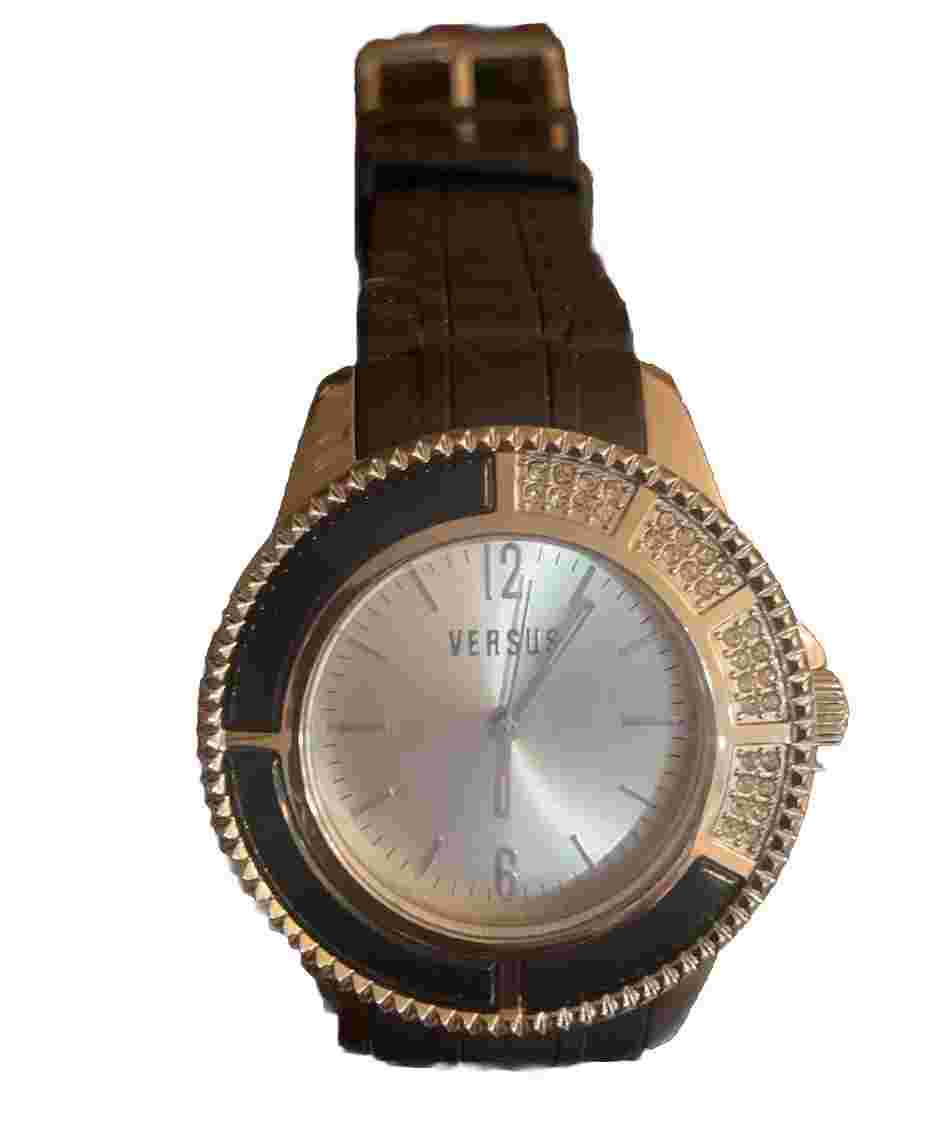 Versus by Versace 3C64300000 Crystal Silver Dial Black Rubber Unisex Watch