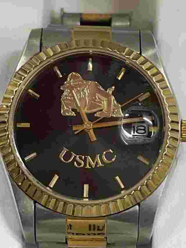 STAINLESS STEEL USMC SEMPER FIDELIS WATCH THE BRADFORD EXCHANGE.