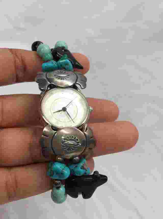 Beautiful Carolyn Pollack Sterling 925 Southwestern Fetish Turquoise Lapis Watch