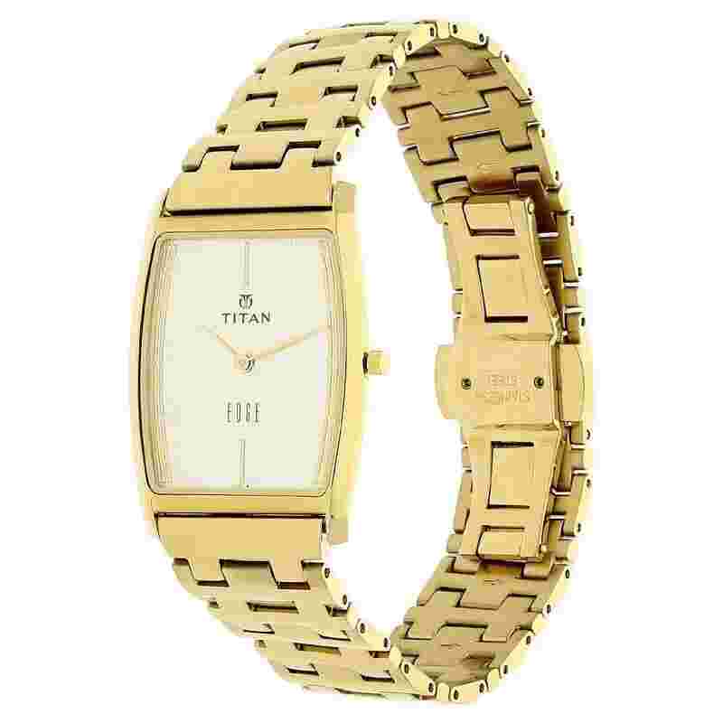 Titan Quartz Analog Champagne Dial Stainless Steel Strap Watch for Men