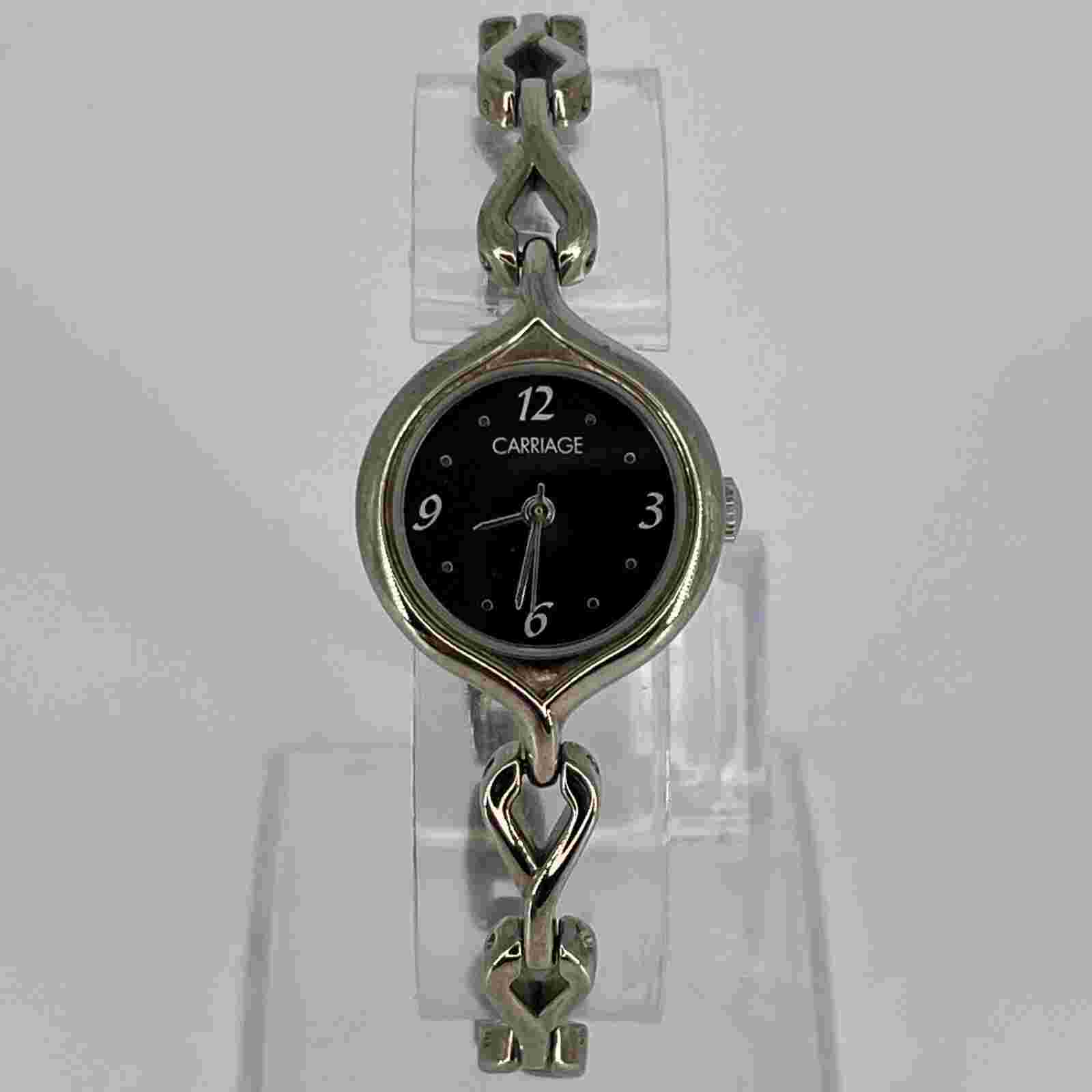 Carriage Women's Watch Silver Tone Silver Tone SLIM DAINTY Band NEW BATTERY