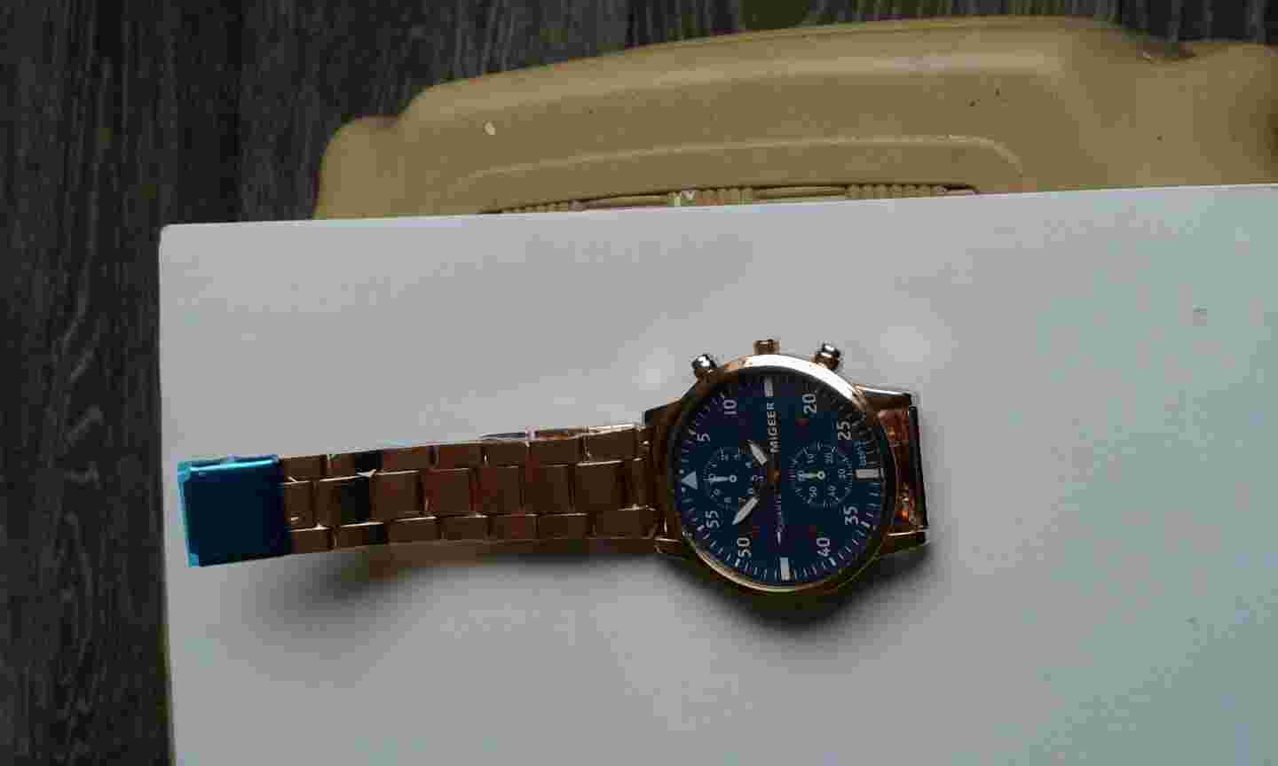 Gents Miller wrist watch blue face bracelet gold colour