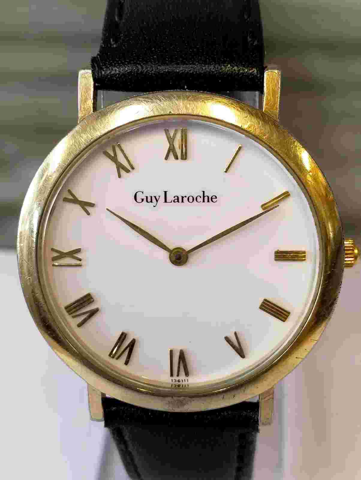 GUY LAROCHE QUARTZ MOTHER OF PEARL DIAL 136.11 MEN'S FULL WORKING VINTAGE WATCH