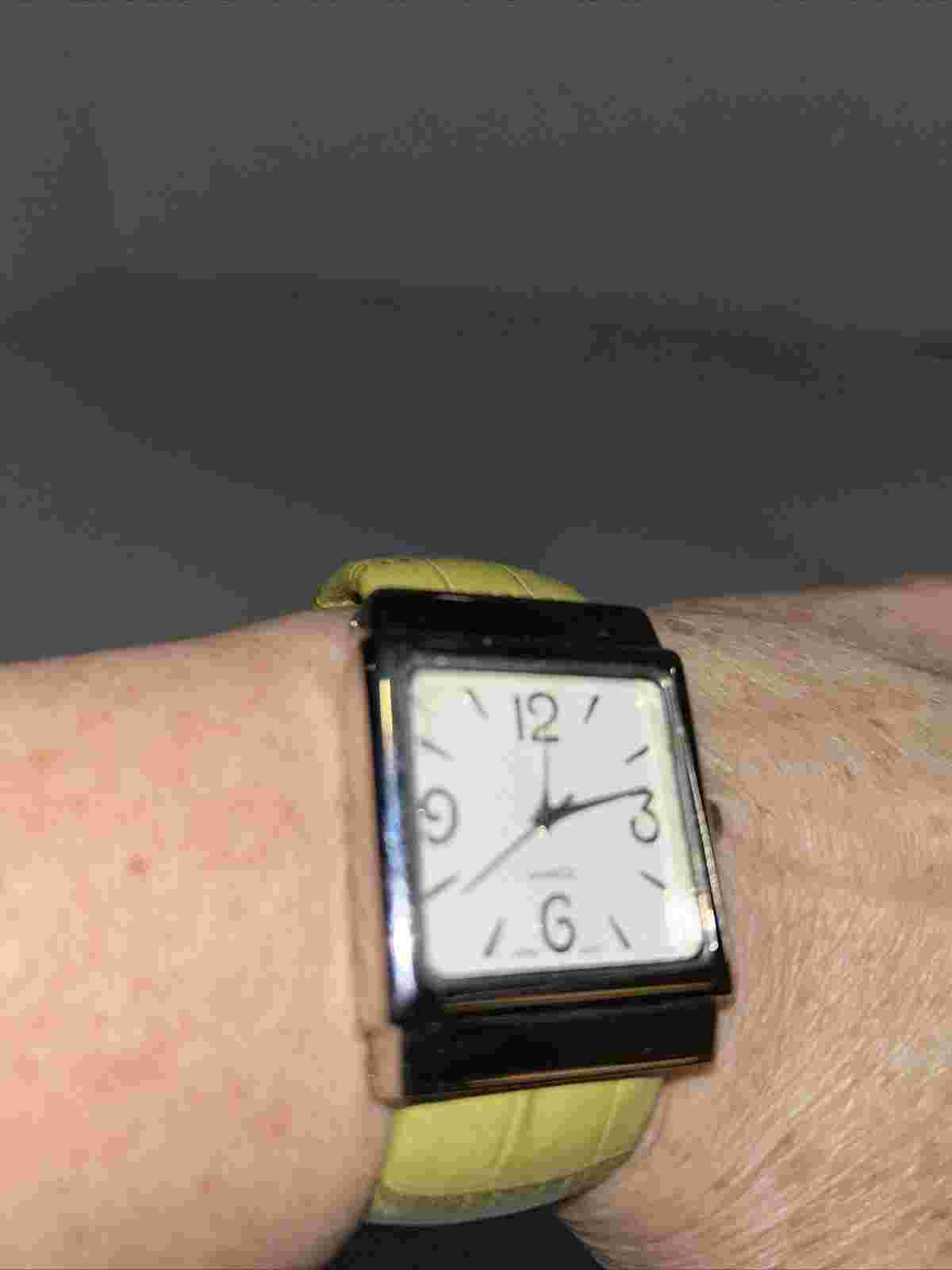 Luxe New In Case Women’s Watch Diamond Dial Cuff Yellow New Battery /Paper Work