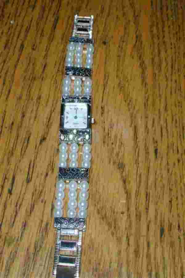 NEW LeJour Faux Pearl Quartz Wristwatch Mother of Pearl Dial