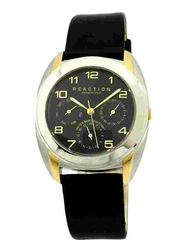 Reaction By Kenneth Cole RK1015 Multifunction Dark Blue Dial Leather Strap Watch