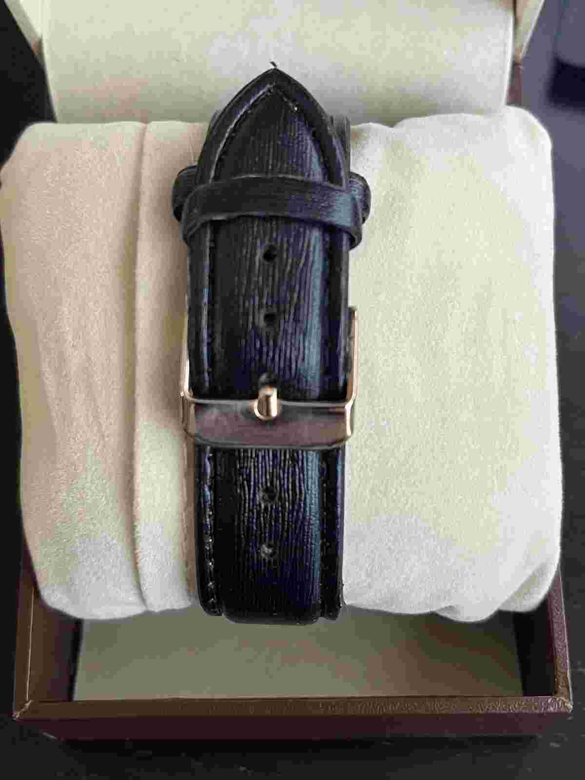 Women's Watch Rose Gold Trim Hearts with Black Bands