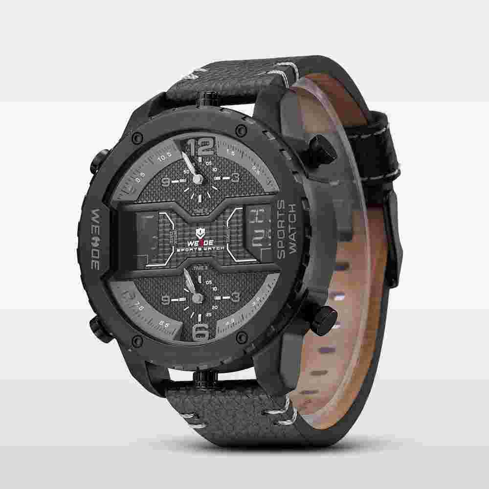 Weide Analog Quartz Black Dial And Leather Strap Men Watch WH6401B-1C