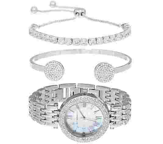 Isaac Mizrahi Live! 3-Piece Watch Set with Cuff & Bracelet Set NEW BOXED QVC