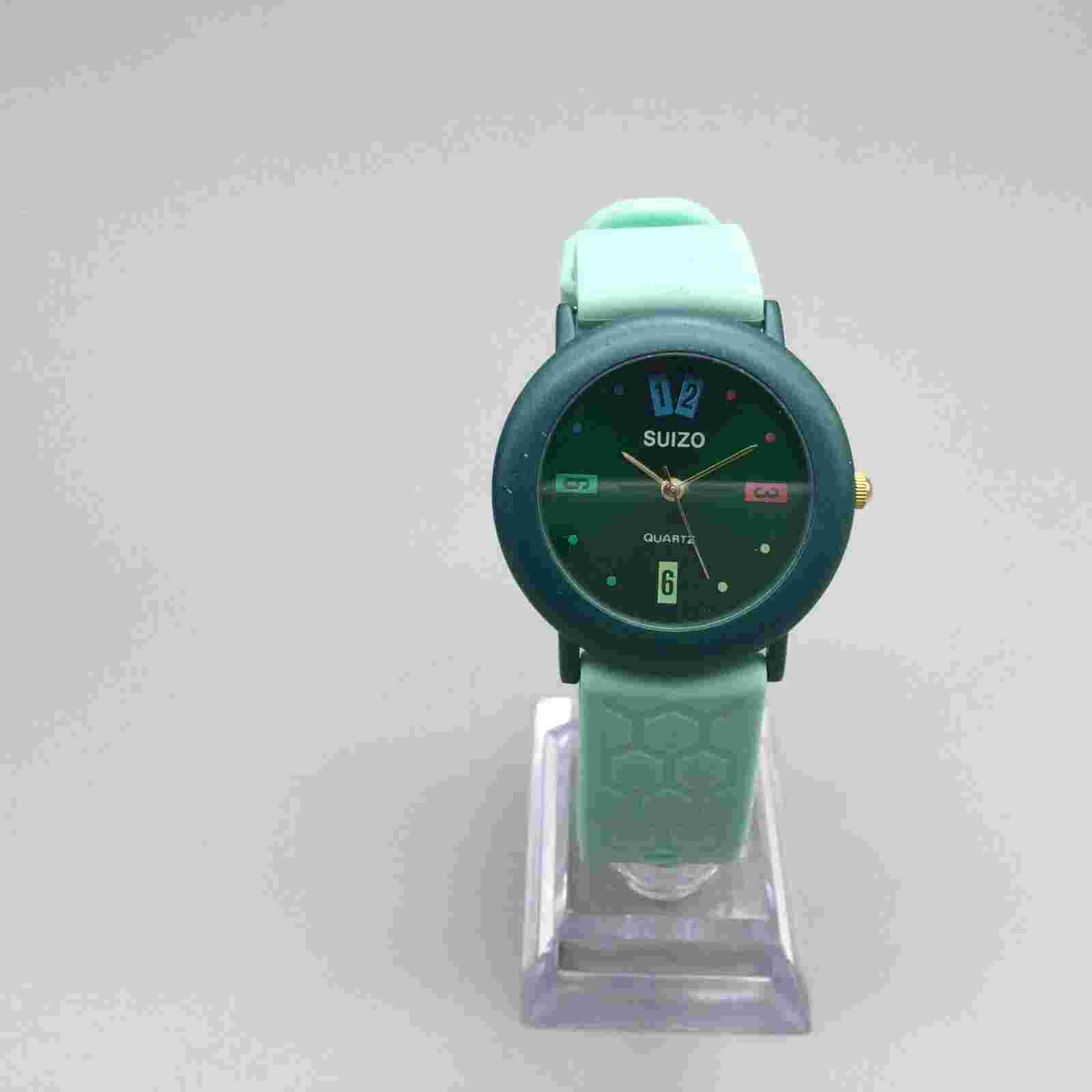 Suizo Watch Women 35mm Green Dial Teal Silicone Band New Battery