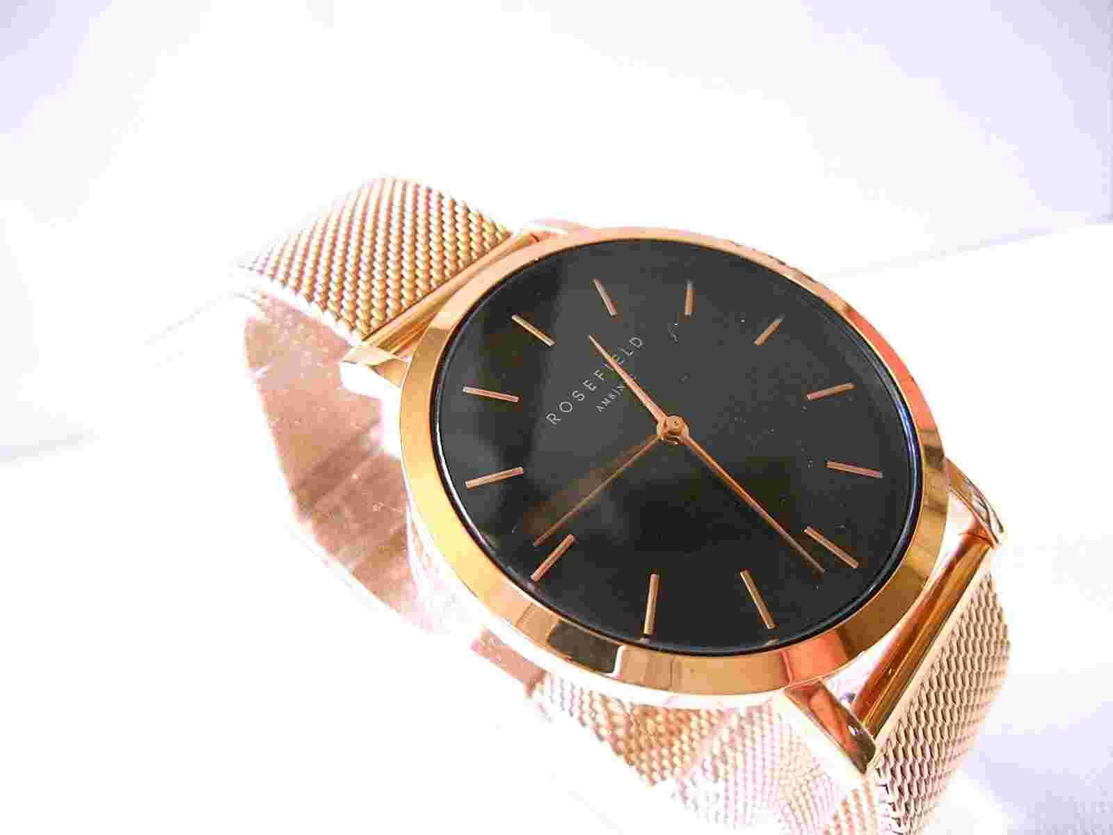 Ladies ROSEFIELD M45-RF412-000834 Goldtone & Black Dial Watch - New Battery