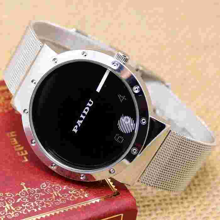 PAIDU Silver Mesh Band Simple Cool Dial Quartz Wrist Watch Mens Womens Gift