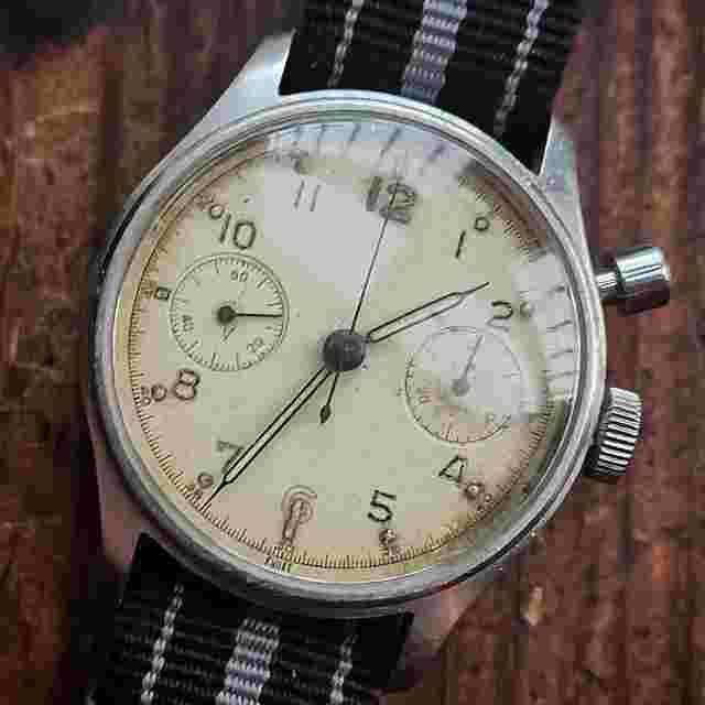 VINTAGE LEMANIA HS9 CH15 MILITARY WW2 / RARE STERILE DIAL (SERVICED)