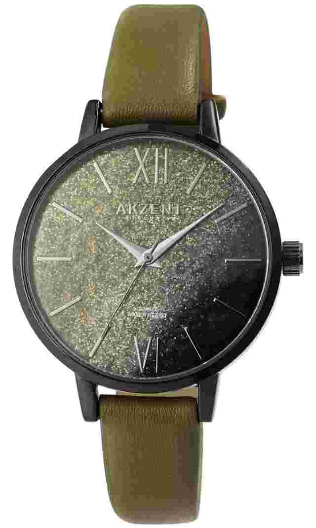 Fashion accent ladies' watch brown black glitter analog women 3ATM quartz