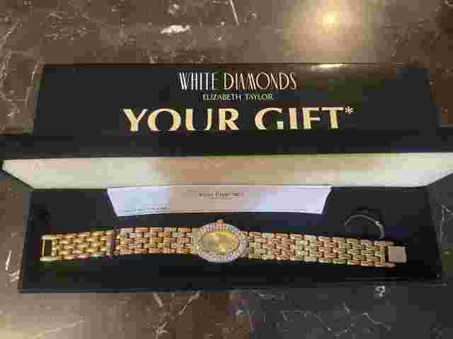 white diamonds elizabeth taylor Your Gift Watch Gold Tone
