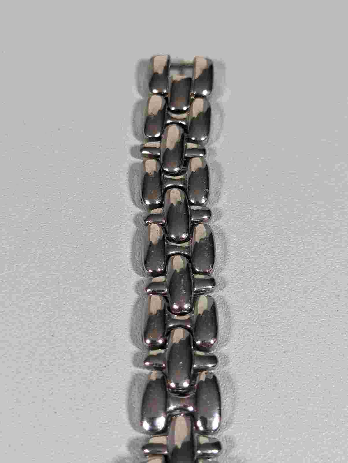 l.e.i Pink Dial Round Silver Tone Case Link Bracelet Band Watch 6 Inch