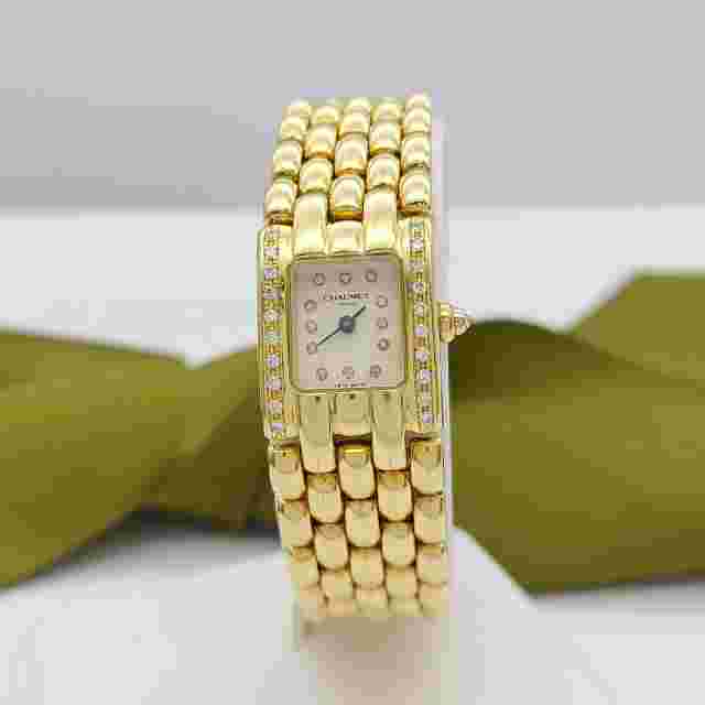 Genuine Chaumet Women's étanche 18ct 92g Gold Watch with 33 Diamond Chips